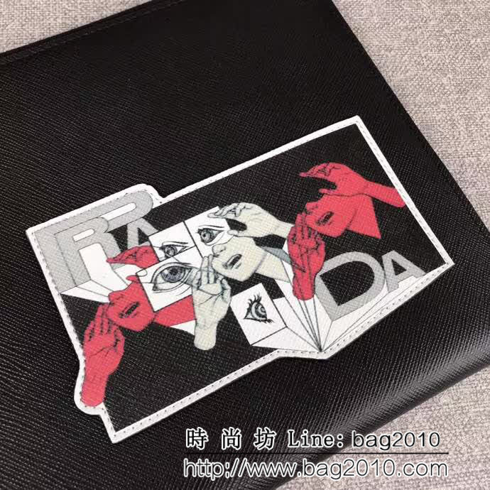 PRADA普拉達 2018最新漫畫印象系列 專櫃最新款 限量版男士手包 2NG005 DD1079